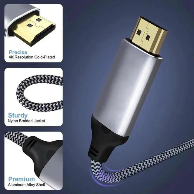 Alt view image 2 of 7 - 6FT Mini DisplayPort 1.4 to HDMI 2.0 Cable, 8K@60Hz UHD Mini DP Male to Male Cord for Monitors