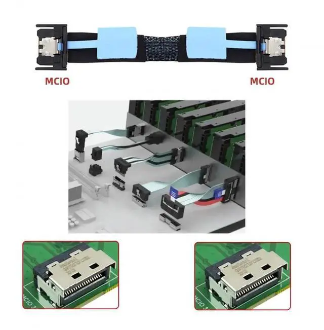 Alt view image 3 of 7 - 50cm PCIe 5.0 MCIO 4i 38Pin Male to SFF-TA-1016 MCIO Extension Cable