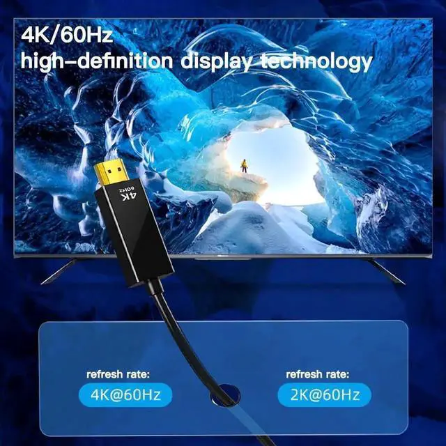 Alt view image 3 of 7 - 6FT / 1.8M 4K@60Hz Mini DP to HDMI Cable, Thunderbolt 2 Compatible Cord for MacBook Air/Pro, Surface Pro/Dock, Monitors & Projectors