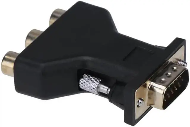 Alt view image 4 of 6 - 1 Pack VGA Male 15Pin to 3 RCA Female AV Converter Adapter, D-Sub VGA to RCA Audio Video Splitter Connector