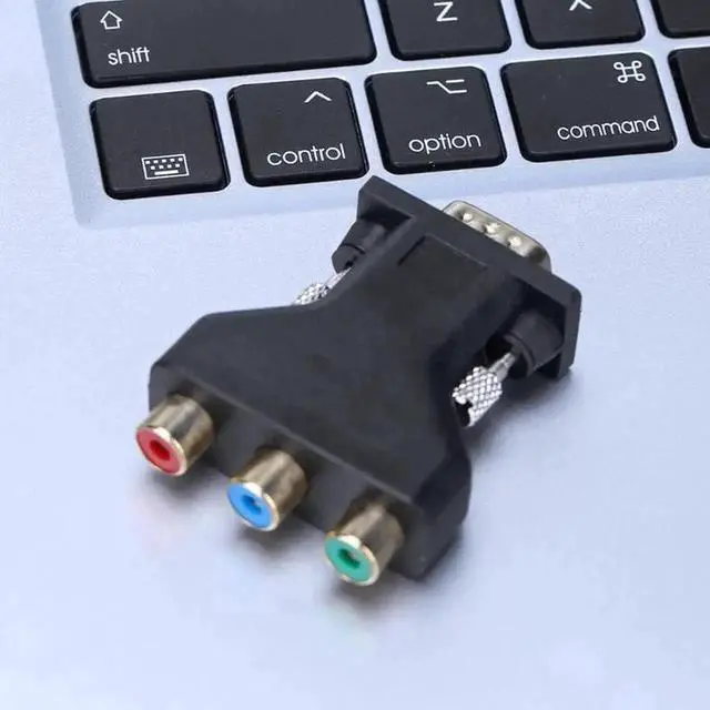 Alt view image 5 of 6 - 1 Pack VGA Male 15Pin to 3 RCA Female AV Converter Adapter, D-Sub VGA to RCA Audio Video Splitter Connector