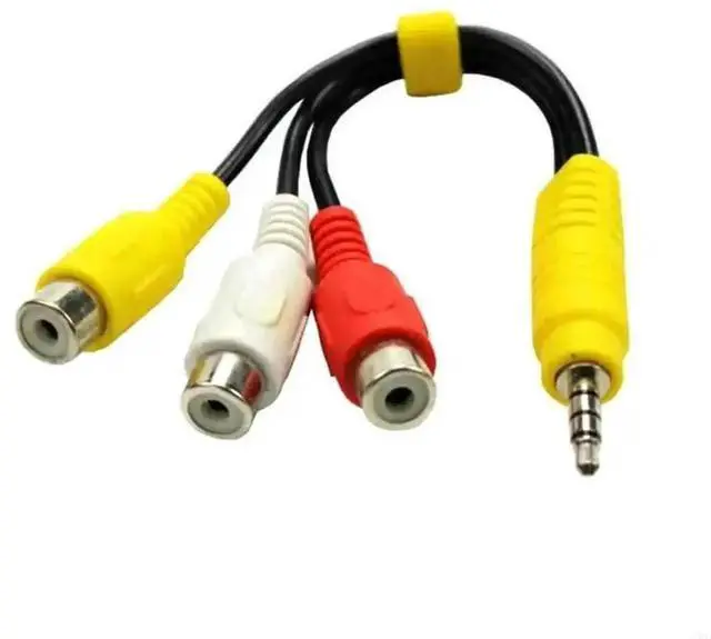 Main image of 3.5mm Male to 3 RCA Female Composite AV Adapter Cable, Stereo Audio Video Cord for Laptops, DVDs & TVs