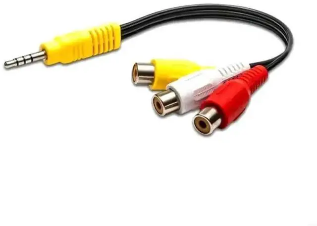 Alt view image 3 of 3 - 3.5mm Male to 3 RCA Female Composite AV Adapter Cable, Stereo Audio Video Cord for Laptops, DVDs & TVs