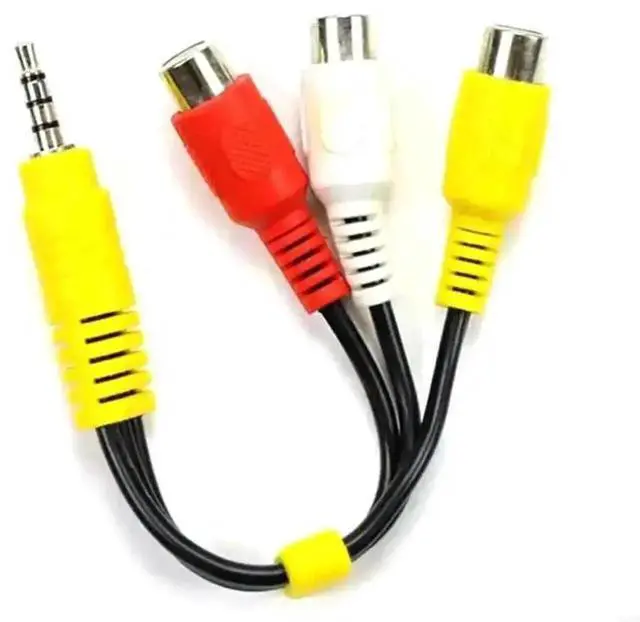 Alt view image 2 of 3 - 3.5mm Male to 3 RCA Female Composite AV Adapter Cable, Stereo Audio Video Cord for Laptops, DVDs & TVs