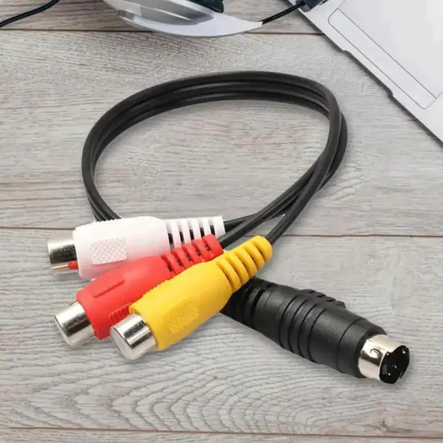 Alt view image 3 of 3 - 28cm/11 Inch 4Pin S-Video Female to 3 RCA Male Composite AV Extension Cable, Copper Core Audio Video Cord for Laptops & Computers