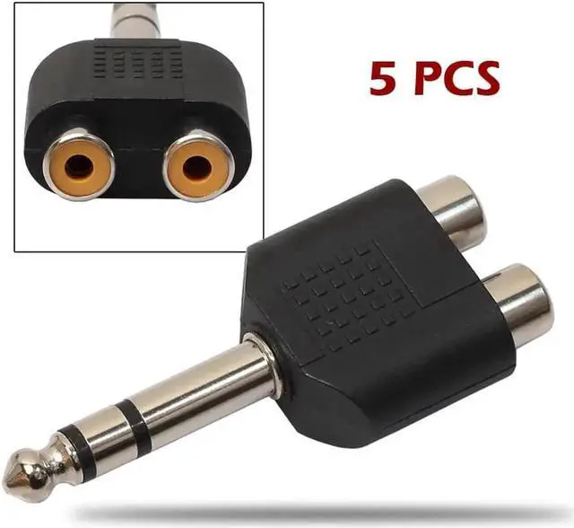 Alt view image 6 of 6 - 5Pcs/Lot 6.35mm 1/4 Inch Stereo Male to Dual RCA Female Audio Splitter Adapter, 6.35 to RCA Balanced Sound Converter Connector