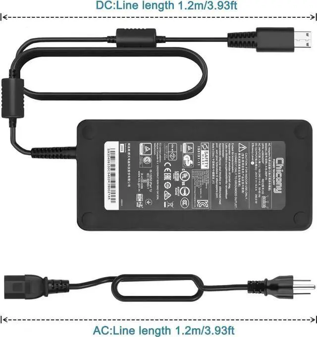 Alt view image 4 of 6 - 280W 20V 14A AC Laptop Charger ADP-280BB B A18-280P1A, Power Adapter Compatible with MSI GS77 GE66 GE76 Raider GP76 GP66 Leopard S93-0409330-C54, Clevo X170SM-G X170KM-G Gaming Notebooks