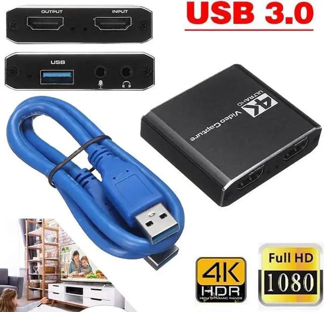 Main image of 4K HDMI Game Capture Card with HDMI Loop-Out & Mic Port, USB Video Grabber 1080P 60FPS for Live Streaming Recording, Compatible with Switch PS4 PS5 PC Xbox One