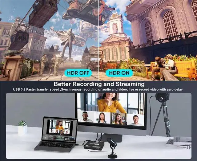 Alt view image 7 of 7 - 4K@60Hz USB3.2 HDMI Capture Card, Supports 4K 60FPS / 2K 144FPS Ultra Low Latency Video Grabber for Live Streaming Recording, Compatible with PS5 Nintendo Switch Camera PC Mac OBS