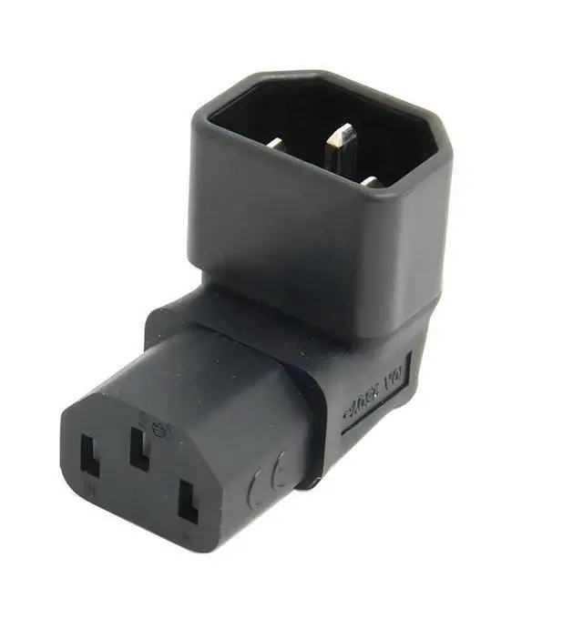 Main image of 90 Degree Down Angled IEC C14 Male to C13 Female Power Extension Adapter 10A 250V for PC Monitor PDU Server Chassis Printer
