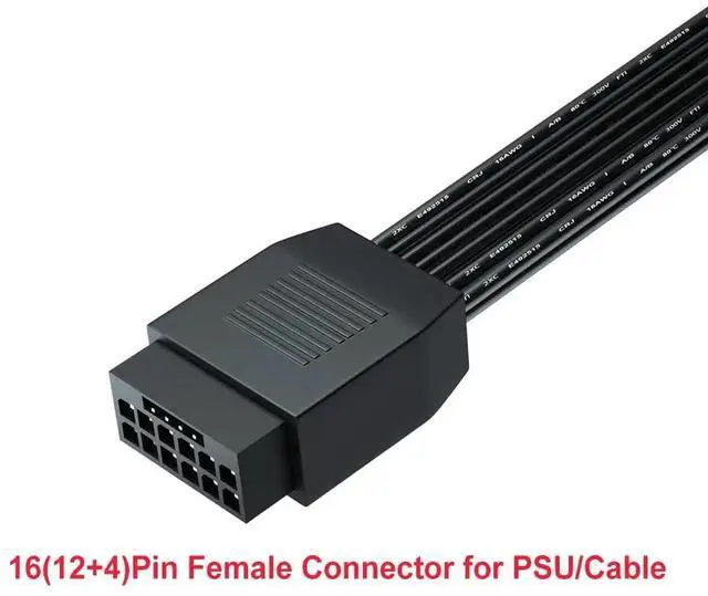 Alt view image 4 of 5 - PCIe 5.0 12VHPWR 16Pin Type A Right Angle Extension Cable 16AWG 600W 90 Degree Male to Female GPU Adapter for RTX 3090Ti 4070Ti 4080 4090
