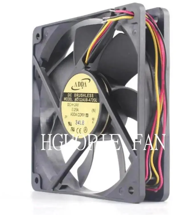 Alt view image 3 of 3 - ADDA AD1224UB-A72GL DC Axial Cooling Fan 12025 120×120×25mm 24V 0.25A 3-Wire RD Alarm Signal Fan