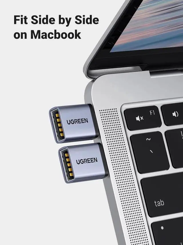Alt view image 2 of 7 - 2 Pack UGREEN USB A to USB C Adapter 10Gbps High Speed Gray Converter