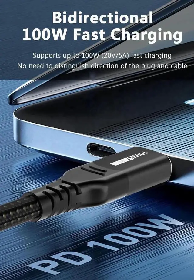 Alt view image 4 of 7 - 3.3FT USB4 Thunderbolt 4 Cable 40Gbps 100W PD Charging 8K@60Hz USB-C to USB-C Wire