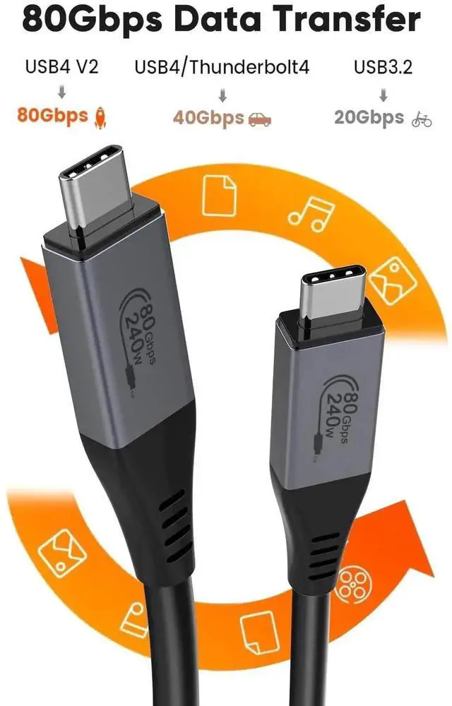 Alt view image 6 of 7 - 5FT USB4 Cable USB-IF Certified 80Gbps 240W PD Support 8K@60Hz Compatible Thunderbolt 5/4/3