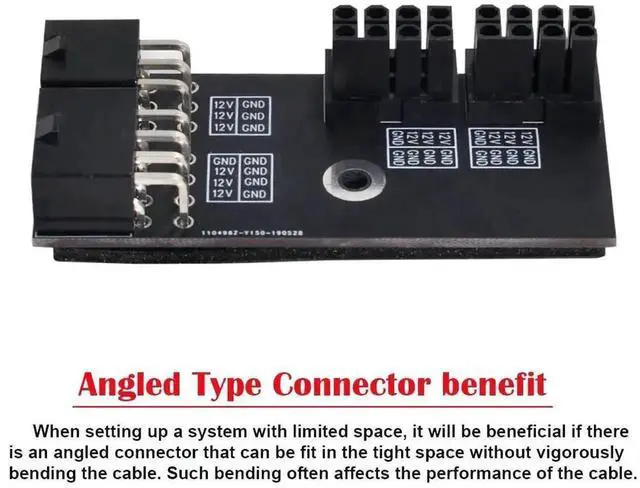 Alt view image 5 of 7 - 180-Degree Dual ATX 8Pin Female to 6+8Pin Male GPU Power Adapter for RTX 3080 3090