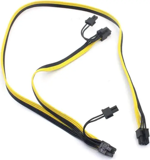 Alt view image 2 of 7 - 2 Pack 18AWG Ribbon PCIe 6Pin Male to Dual 6+2Pin GPU Power Splitter Extension Cable