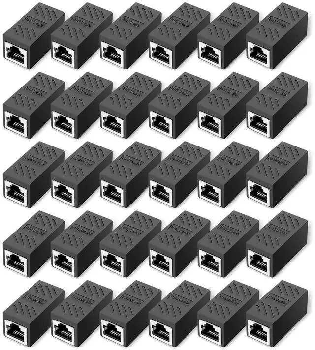 Main image of 30 Pack Black RJ45 Inline Ethernet Coupler Female to Female Cable Extender Cat5/Cat5e/Cat6/Cat7/Cat8