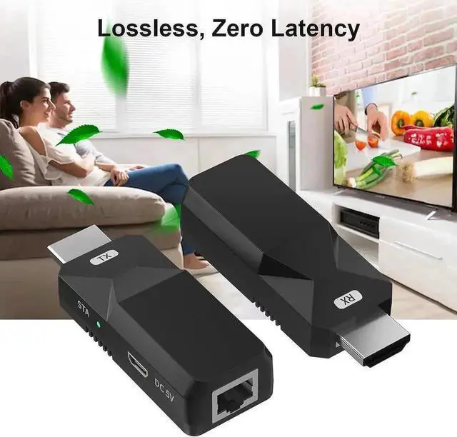 Alt view image 6 of 7 - 1080P HDMI Over Cat5e/Cat6 Extender, Lossless AV Signal Up to 165 Feet
