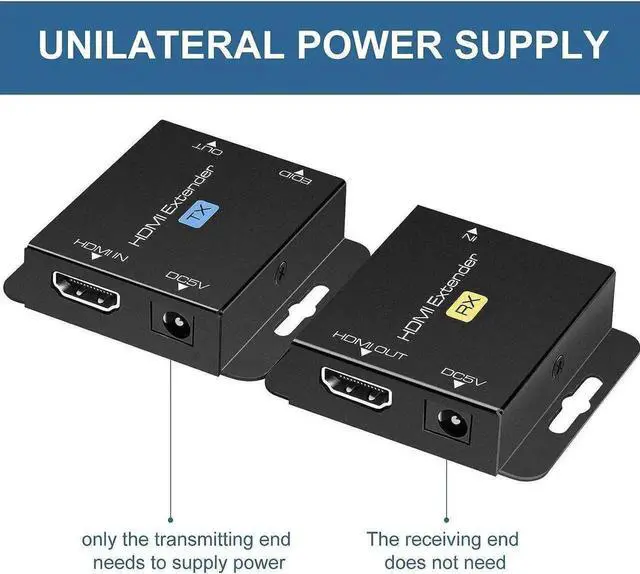 Alt view image 3 of 6 - 1080P HDMI Over Single Cat5e/Cat6 Extender Balun 200Ft PoC Transmitter Receiver with EDID Copy & 3D HDCP Support