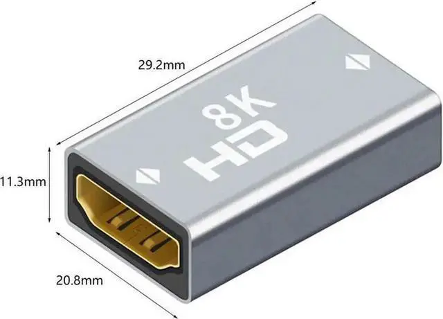 Alt view image 5 of 7 - 2 Pack Aluminum Alloy HDMI 2.1 Female to Female Coupler, 8K HDMI-Compatible Cable Extender Adapter for HDTV PS4 PS5 Laptop