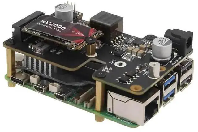 Alt view image 2 of 4 - X1002 PCIe M.2 NVMe SSD PoE Expansion Board for Raspberry Pi 5