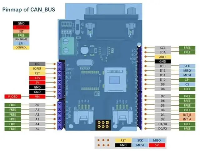 Alt view image 2 of 7 - CAN-Bus Shield V2 with MCP2515 & MCP2551 CAN Controller Transceiver for Main Control Boards