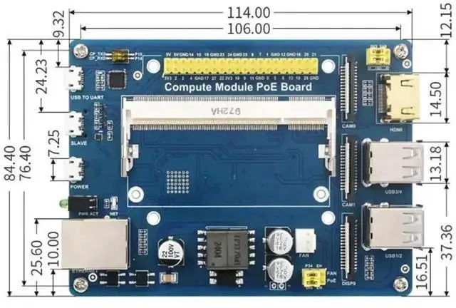 Alt view image 2 of 4 - PoE Expansion Board Kit with Case Cooling Fan EU Power Plug for Raspberry Pi CM4S CM3 CM3 Lite CM3+ CM3+ Lite Compute Module