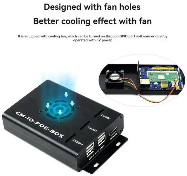 Alt view image 3 of 4 - PoE Expansion Board Kit with Case Cooling Fan EU Power Plug for Raspberry Pi CM4S CM3 CM3 Lite CM3+ CM3+ Lite Compute Module