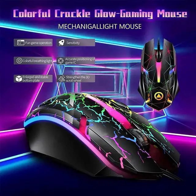 Alt view image 5 of 7 - USB Wired Luminous Gaming Mouse, Ergonomic Colorful RGB Optical Mouse 1200DPI for PC Laptop Gaming Office, Star Light Effect