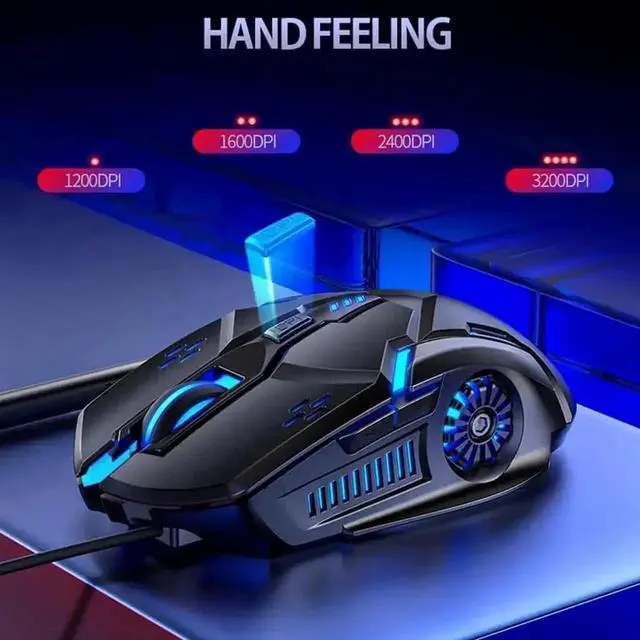 Alt view image 4 of 7 - 6-Key Silent Wired USB Gaming Mouse, Adjustable 3200DPI Optical Mouse with 7-Color LED Backlight Ergonomic for PC Laptop Game & Office