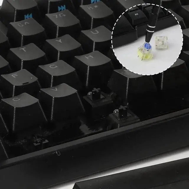 Alt view image 2 of 7 - Black 4-in-1 Mechanical Keyboard Lubrication Tool Kit, Keycap & Switch Puller Set with Stem Holder and Lube Pen for Keyboard Modding