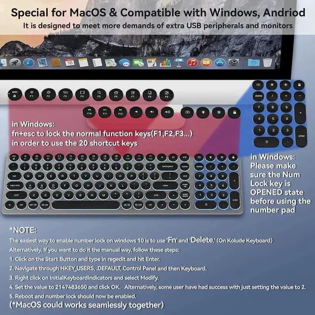 Alt view image 7 of 7 - 9-in-1 Aluminum USB C Hub Integrated Full-Size Numeric Keyboard, 4K HDMI 100W PD SD TF Card Reader 4 USB Ports Compatible with Mac Windows Android