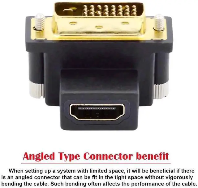 Alt view image 4 of 7 - 90 Degree Down Angled DVI Male to HDMI Female Adapter, 4K 1080P DVI to HDMI Converter for PC Graphics Card HDTV