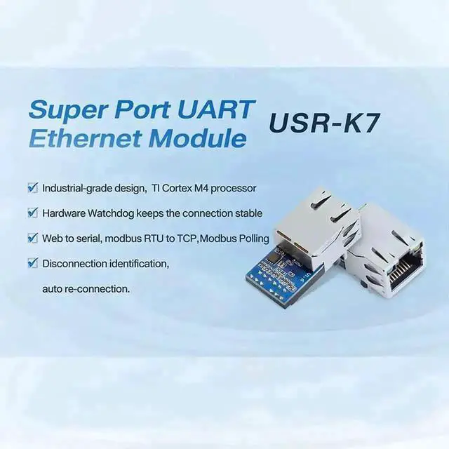 Alt view image 2 of 7 - USR-K7 Low Cost TTL UART to Ethernet Serial Converter Module 10/100Mbps Modbus Gateway 5PCS