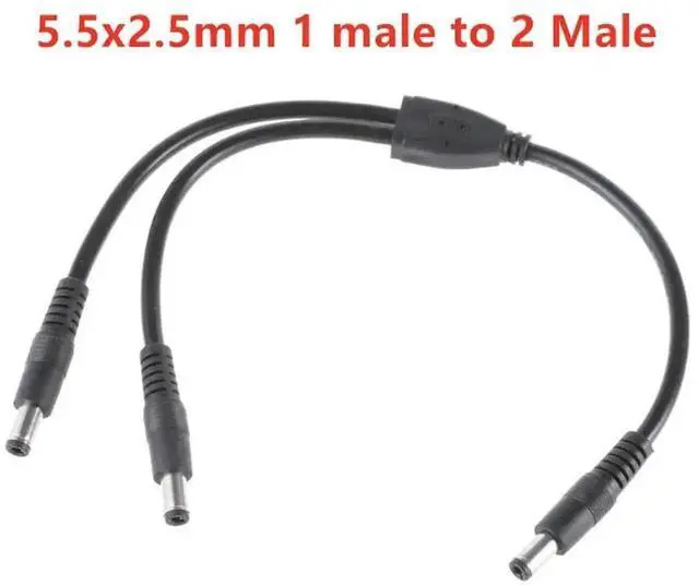 Main image of 5.5x2.5mm DC Power Splitter Extension Cable 1 Male to 2 Male Plug for CCTV Camera Power Adapter