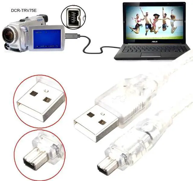 Alt view image 3 of 7 - 1.5M USB 2.0 to IEEE 1394 4Pin iLink Firewire Cable Specially for DCR-TRV75E DV Camcorder, 4.92FT