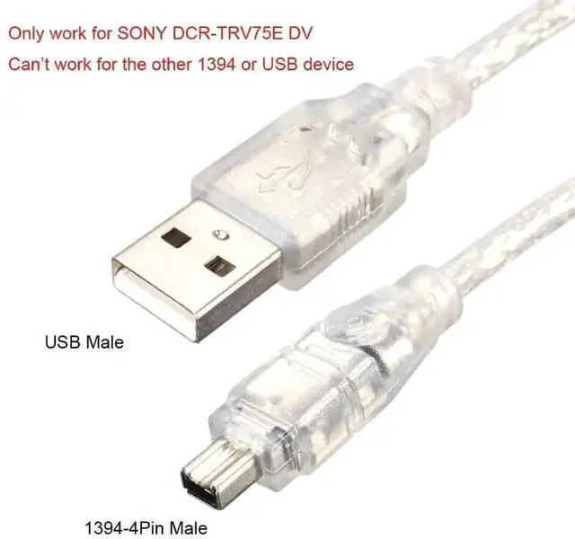 Alt view image 5 of 7 - 2 Pack 1M USB 2.0 to IEEE 1394 4Pin iLink Firewire Cable, Exclusive for DCR-TRV75E DV Camcorder
