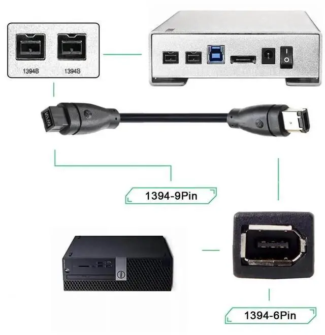 Alt view image 6 of 7 - 1.8m IEEE 1394 Firewire 800 9Pin to 6Pin Cable, FireWire 800 to 400 Video Capture Transfer Cord