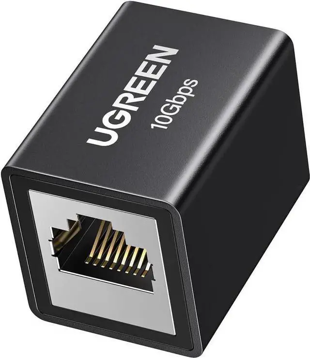 Main image of UGREEN 10Gbps RJ45 Ethernet Coupler, Female to Female Ethernet Extender for Cat8 Cat7 Cat6 Cat5 Network Cable, Max 328ft Transmission, Anti-Interference Aluminum Alloy Shell, Black Universal LAN Conne