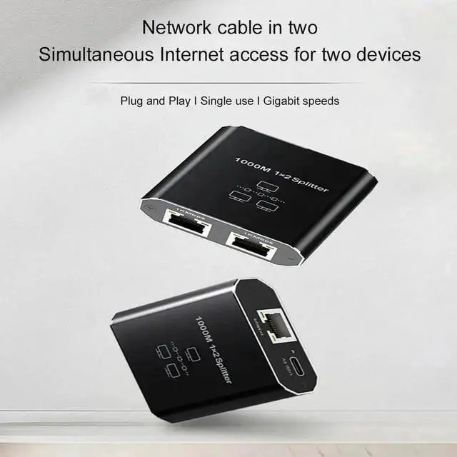 Alt view image 3 of 3 - 1 to 2 Gigabit Ethernet Splitter, 1000Mbps RJ45 LAN Splitter Adapter, Network Cable Extension Connector Compatible with Cat8 Cat7 Cat6 Cat5e Cat5 Ethernet Cables