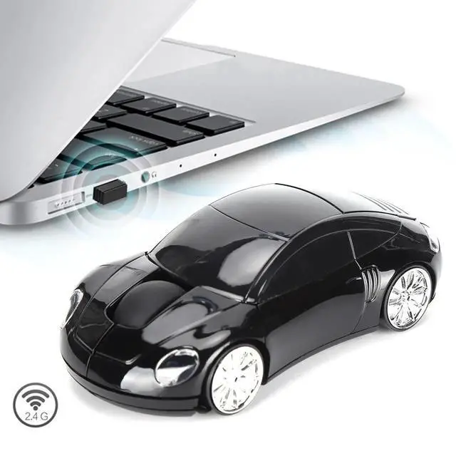 Alt view image 5 of 7 - 2.4G Wireless Cute Car Shape Mouse with USB Receiver, Adjustable 1600DPI Optical LED Light Mouse for Laptop PC Tablet, Black