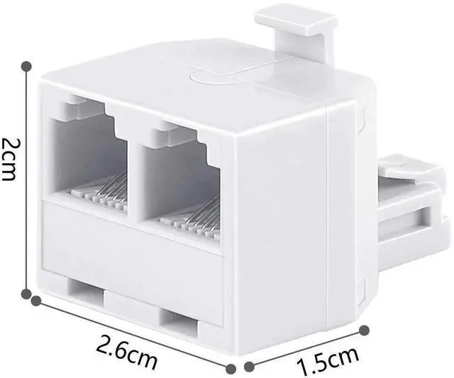 Alt view image 5 of 6 - 2 Pack White RJ11 Duplex Wall Jack Splitter, 1 to 2 Dual Phone Line Modular Adapter for Landline, Fax Machines and Cordless Phone Systems
