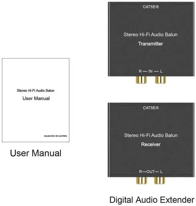 Alt view image 2 of 6 - Stereo Hi-Fi Analog Audio Balun Extender, RCA to RCA Stereo Audio Transmitter Receiver Kit, Transmit Audio Signal Over Cat5e Cat6 Ethernet Cable