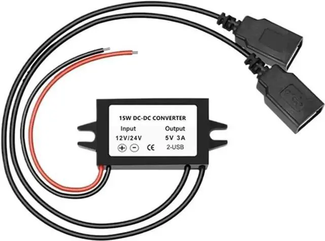 Alt view image 4 of 6 - 8-35V to 5V Step Down Buck Converter Module, 12V/24V to 5V 3A 15W USB Output DC-DC Power Charger Module