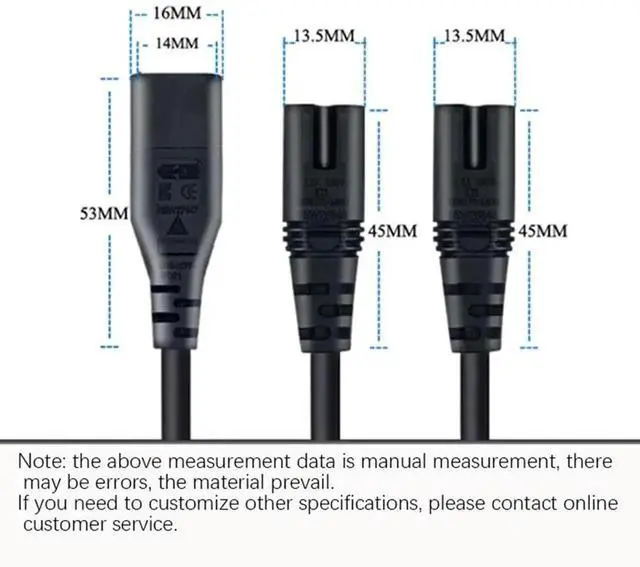 Alt view image 3 of 4 - IEC320 C8 to Dual C7 Y-Split Power Cord, Figure 8 Male to 2 Female 1-in-2 Out AC Splitter Cable