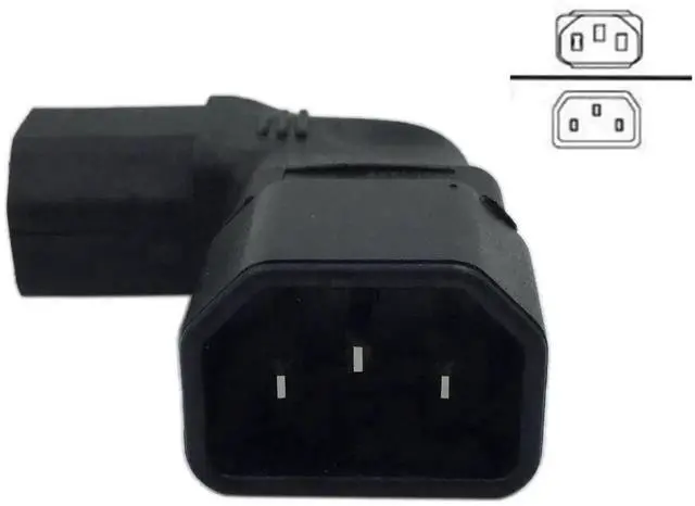 Alt view image 4 of 6 - Right Angle IEC 320 C14 Male to C13 Female Power Adapter, 3-Pin Angled Plug Power Connector for PDU, PSU, UPS, Wall Mount LCD & LED TV