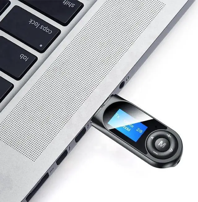 Alt view image 2 of 7 - Black USB Bluetooth 5.0 Audio Transmitter Receiver Adapter, 3.5mm AUX Wireless Stereo Music Converter for Car, TV, PC, Speakers