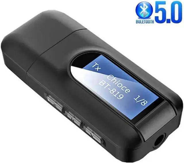 Alt view image 4 of 7 - Bluetooth 5.0 Audio Transmitter Receiver with LCD Display, 3.5mm AUX Stereo USB Bluetooth Dongle Adapter for Car, PC, TV, Headphones