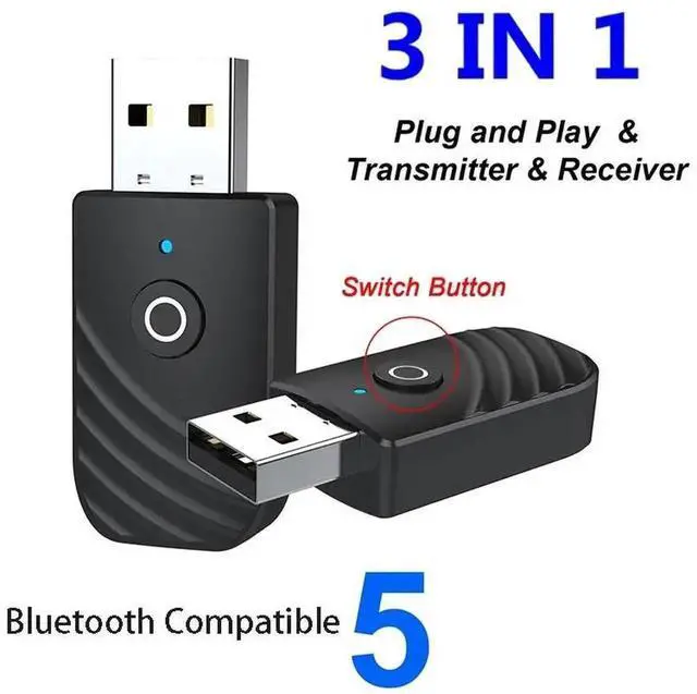 Main image of 3-in-1 Bluetooth 5.0 USB Audio Dongle, Wireless Stereo Transmitter Receiver Adapter for TV, PC, Car, Earphones & Headsets